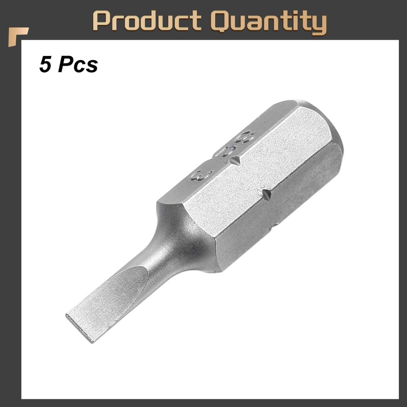 HARFINGTON 5pcs Flat Head Screwdriver Bit 1/4" Hex Shank SL3