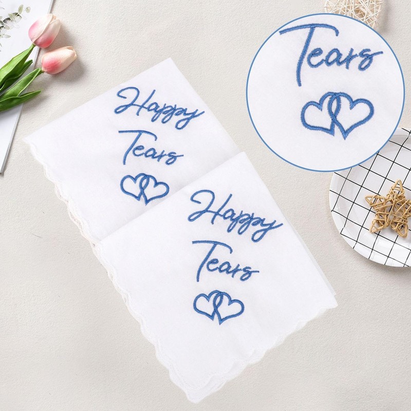 YSJCHEBS Set of 2 Wedding Handkerchiefs, Embroidered Handkerchiefs, Cute Simple