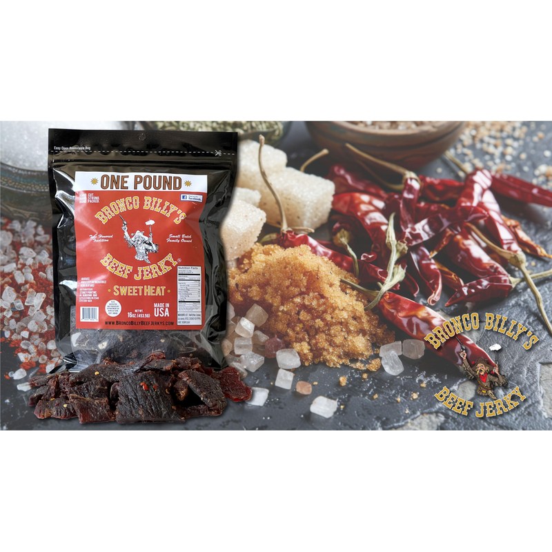 Bronco Billy's Beef Jerky Sweet Heat, One Pound Resealable Bag,