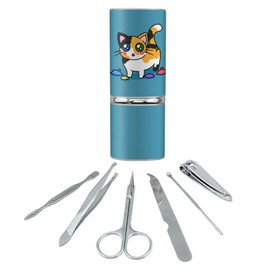 Calico Kitten with Cat Toys Stainless Steel Manicure Pedicure Grooming Beauty Care Travel Kit