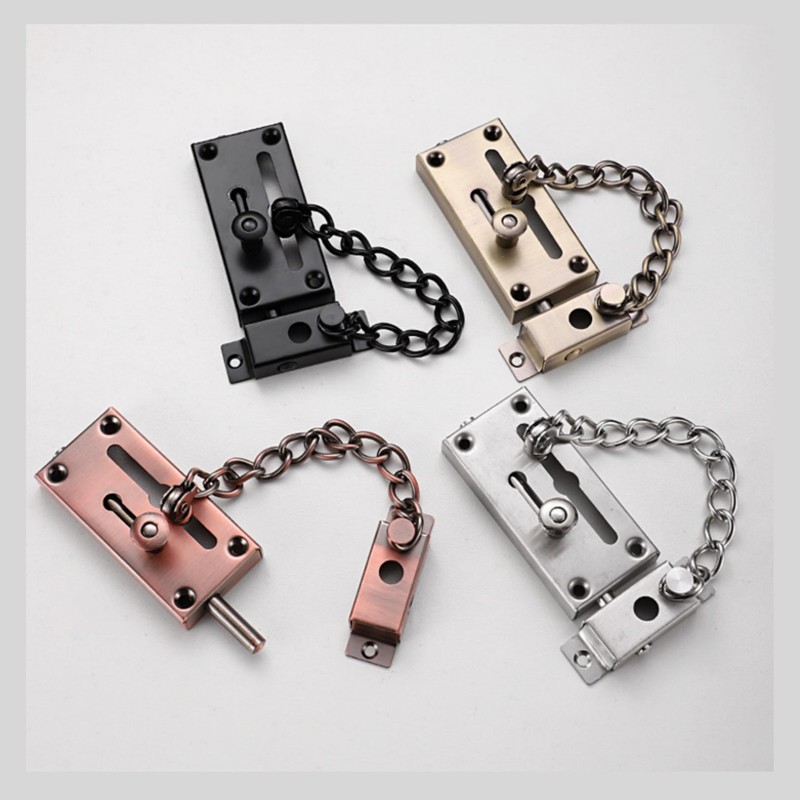 Stainless Steel Anti-hotlink Latch, Sliding Bolt Latch with Chain, Household