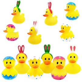The Dreidel Company Happy Easter Rubber Duck Toy Bunny Rabbit Duckies for Kids Easter Eggs, Bath Birthday Gifts Baby Showers Summer Beach and Pool Activity, 2" (400-Pack)