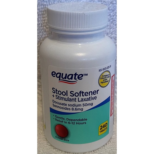 Equate - Stool Softener Plus Stimulant Laxative, 240 Tablets (Compare to Peri-Colace) by Equate