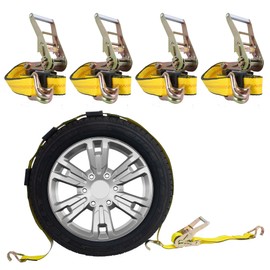 Car Tie Down Straps for Trailers - 4 Pack Car Hauler Straps, 2" X 120" Trailer Straps, 10,000lb Break Strength Tire Straps for A Car Trailer,Truck,Utv Tie Down Straps Over The Wheel Straps,Car Straps