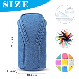 Gsrhzd Pencil Case, Aesthetic Special Pencil Case with Compartments, Standing Cute Pencil Bag for Women Kids Boys Girls Adult, Cyan