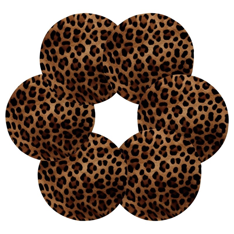 SDMKA Leopard Print 6 Pcs Cotton Woven Coasters with Holder