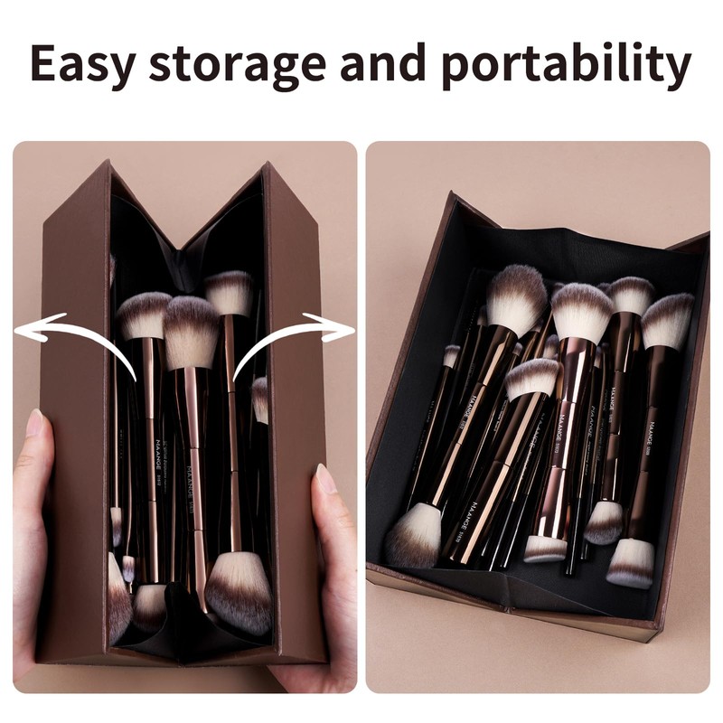 MAANGE 20 Pcs Makeup Brushes with Gift Box, Double-End Multi-functional