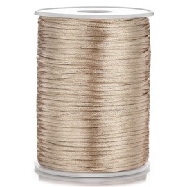 OZXCHIXU 2mm x 100 Yards Satin Nylon Trim Cord, Rattail, Chinese Knot, Kumihimo Cord (Khaki)