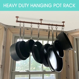 ROTHLEY Stainless Steel Pot and Pan Hanger: 23.7 Inch Wall Mounted Hanging Pots and Pans Rack with Hooks (Antique Copper)