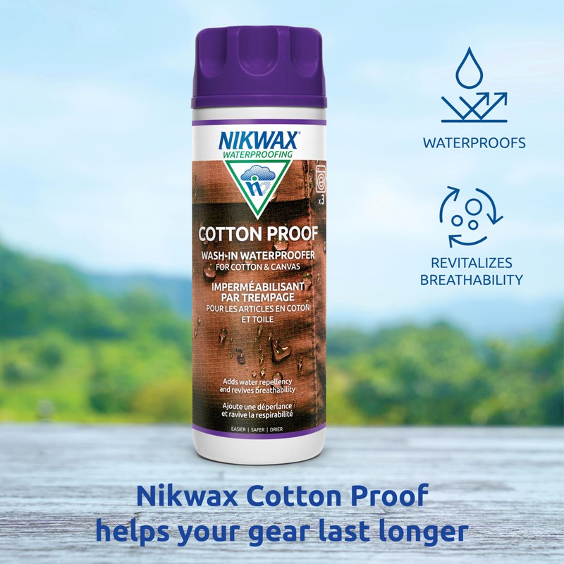Nikwax Cotton Proof, 300ml, Waterproofing for Cotton, Polycotton, and Canvas,