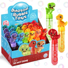 Roberly Dinosaur Bubbles Party Favors for Kids, 24Pcs Refill Bubble Wands Toys Bulk Dinosaur Themed Birthday Party Treats Goodie Bag Stuffers Classroom Prizes Gifts for Boys Girls