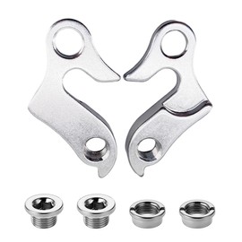 WeddHuis Pack of 2 derailleur hanger, bike rear derailleur hanger, aluminium alloy replacement bicycle derailleur hanger with nuts, silver gear mech rear derailleur bicycle hanger for bicycle, road