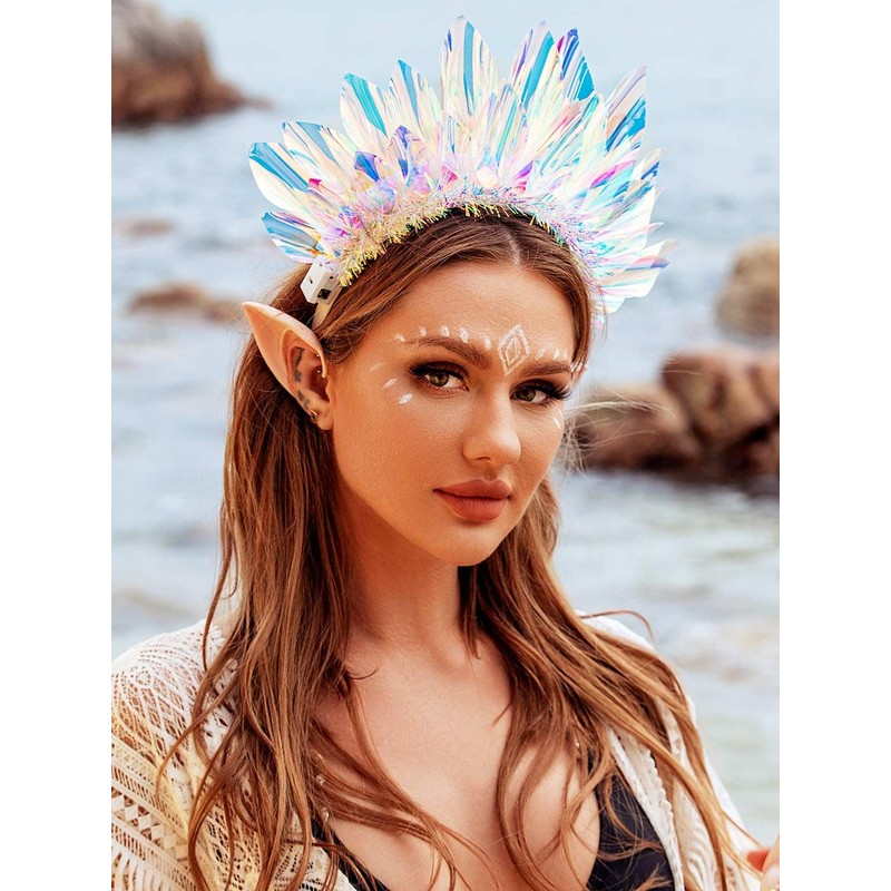 JEAIRTS Light Up Headband Led Crown Headbands Glow Rave Headpiece