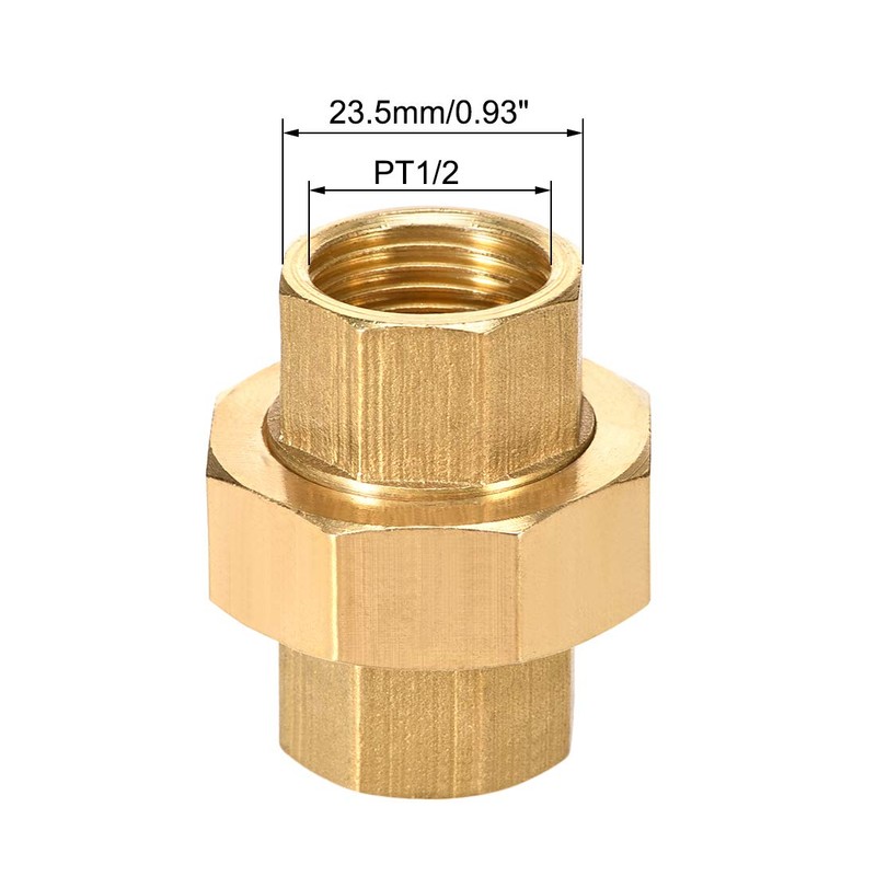 sourcing map Brass Pipe Union Connector Coupling 1/2PT Fitting with