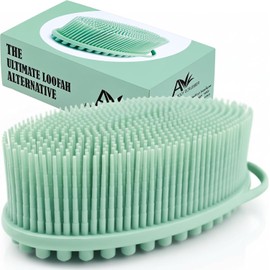 Avilana Cepillo Corporal Premium de Silicona - Calidad Confiable Desde 2017 - Cepillo de Baño Doble Cara de Silicona Grado Alimenticio Certificada por SGS, Alternativa de Esponja Exfoliante de Secado Rápido, Cepillo de Masaje para Piel Sensible para Mujer