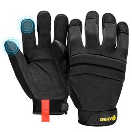 KAYGO Work Gloves For Men, KG125M Mechanic Utility Work Gloves for All Purpose, Excellent Grip, Heavy Duty, Improved Dexterity, Touch Screen,Black,M