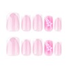 24Pcs Pink Square Press on Nails Short Fake Nails White