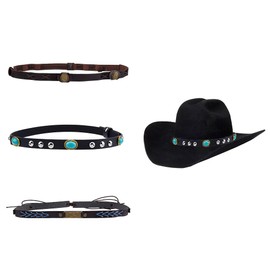 SUPERFINDINGS Pack of 3 Cowboy Hat Bands in 3 Styles with Alloy Clasp Buckle Faux Leather Southwest Cowboy Hat Belt Classic Hat Bands in Native Style Hat Accessories