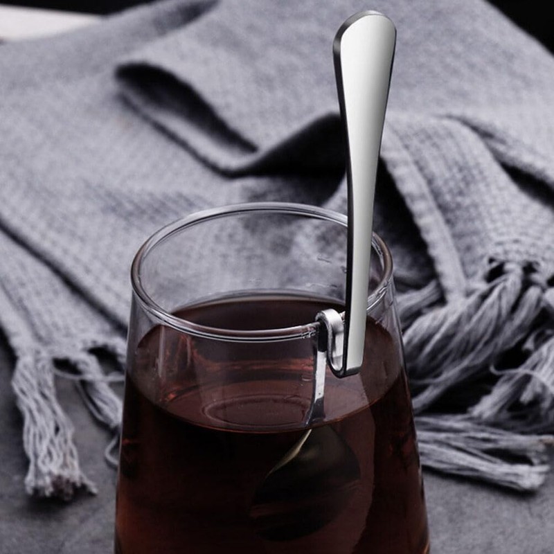 Serving Spoons Stainless Steel 4pcs Hanging Coffee Spoons, Bending Handle