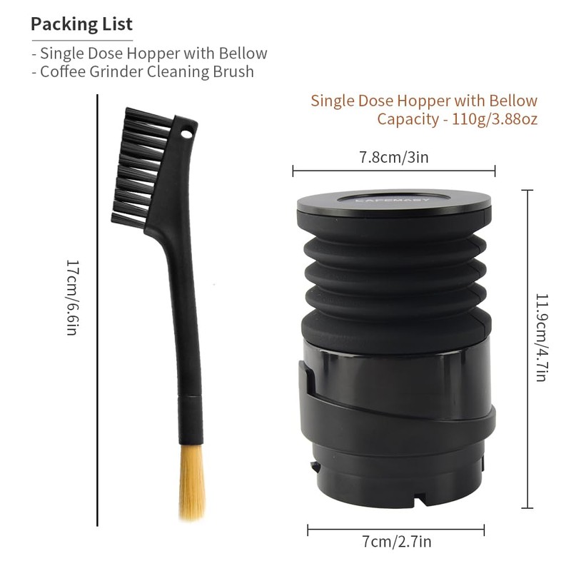 CAFEMASY Single Dose Hopper with Silicone Bellow and Aluminum Lid