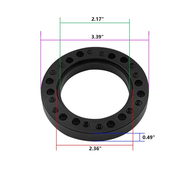 HARIFOGER Black 12.5mm 1/2'' Steering Wheel Adapter Spacer Elevator Compatible
