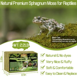 Halatool 2.2LB Natural Sphagnum Moss for Reptiles- 50QT Green Moss for Terrarium Plants Long Fiber Reptile Moss for Leopard Gecko Snake Hamsters Tortoises Frogs Lizards Salamanders