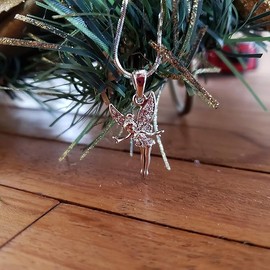 Tinkerbell Wendy Fairy Wings Cubic Zirconia Crystal Pendant Necklace