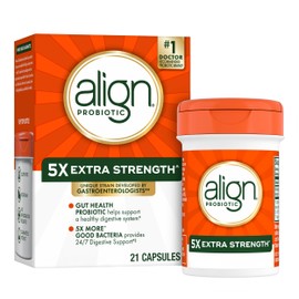 Align Probiotic Extra Strength, Probiotics for Women and Men, #1 Doctor Recommended Brand‡, 5X More Good Bacteria^ to Help Support a Healthy Digestive System*, 21 Capsules (Packaging May Vary)