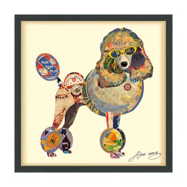 Empire Art Direct DAC-074-2525B Poodle Dimensional Collage Handmade by Alex Zeng Framed Graphic Dog Wall Art, 25" x 25" x 1.4", Ready to Hang