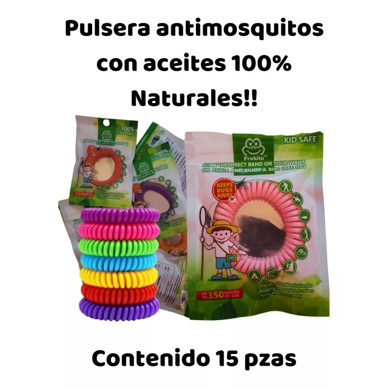 Frokito Pulsera Antimosquitos Con Aceites 100% Naturales Pqt 15 Pzas