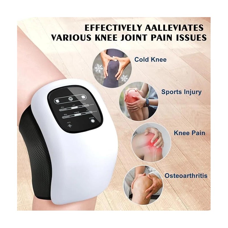 Cordless Heated Knee Massager Vibration Therapy Knee Massager with LED