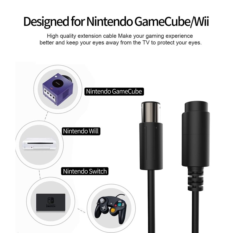 SNLLMZI WiiGamecube Controller Extension Cable for Wii Gamecube GCN -