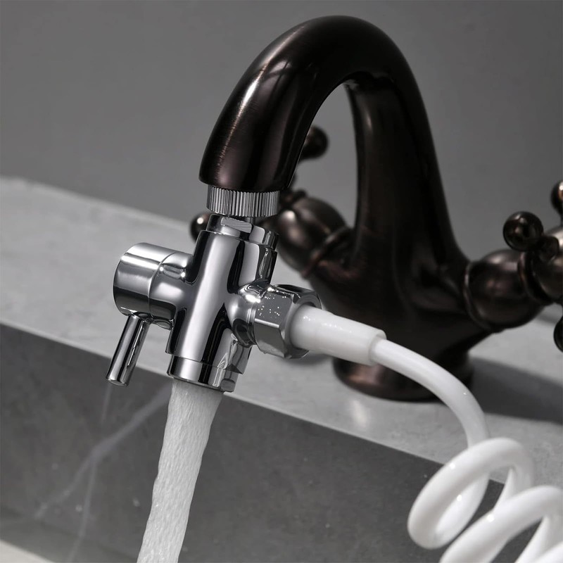 Brass Diverter Valve with Aerator, 3 Way Splitter with Male