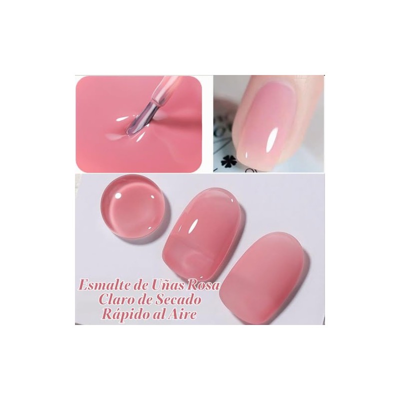 Esmalte de uñas rosa transparente, esmalte de uñas rosa transparente