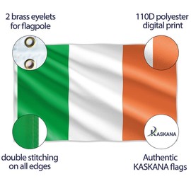 Irish Flag – Ireland Flag - Éire tricolour flag - Double Seam - 2 brass eyelets, large 5ft x 3ft