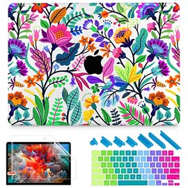 May Chen New for 2021 2022 MacBook Pro 16 Inch Model: A2485 M1 Pro / Max Chip with Touch ID, Keyboard Skin Plastic Hard Shell Case Cover, Colorful Flowers and Tropic Leaves