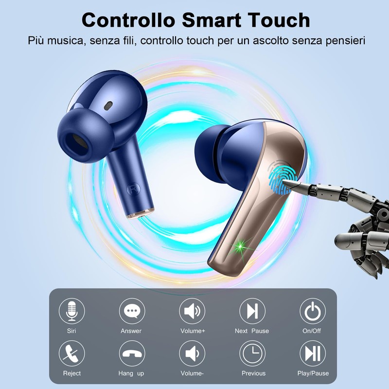 AOSRAU Wireless Earbuds, Bluetooth 5.3 Mini Headphones, Noise Cancelling Microphone,