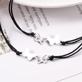 WEIWUXIAN Love and Friendship Bracelet, 2 Best Friend Bracelets, Fashion Wish Bracelet, Sister Bracelet, Adjustable Bracelets with Message Card, for Women and Girls, Metal, Agate