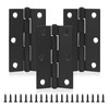 MABAHON 3 Pcs Square Corner Door Hinges, Black, Metal, Painted,