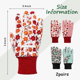 Gardening Gloves for Women, 2pairs Comfortable Gardening Working Gloves for Ladies Women,Floral Garden Gloves with Elastic Cuffs and Non-Slip for Yard, Fishing, Camping (02Green & Red)