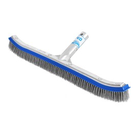 440 Heavy Duty Pool Brush - 18-inch Extra-Wide Metal Brush Head with Stainless Steel Wire Bristles & Curved Edges for Cleaning Pool Tiles, Walls, Floor, Steps (Stainless Steel)