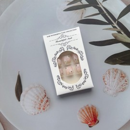 Flowers Press on Toenails Short Square Fake Toenails Full Cover White French False Toe Nails with Gold Glitter Rhinestones Design Glossy White Toenail Tips Acrylic Toenails for Women Girls Manicure