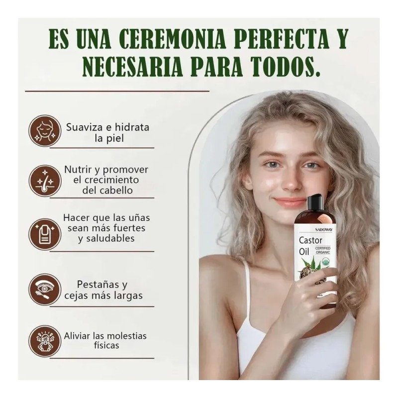 Aceite Ricino Puro Prensado Frío Para Cabello Y Piel