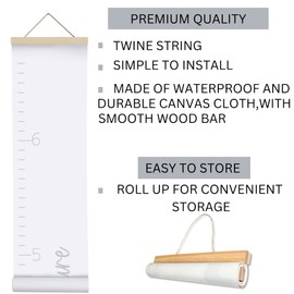 Morxy Morxy Canvas Growth Chart for Kids - Unisex Kids Room Wall Decor - Measuring Height Chart- Wall Tape with Height Chart for Kids (Canvas Loved Beyond Measure, White)