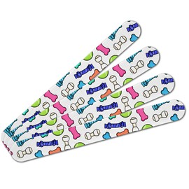 Doggie Chew Toys Bone Rope Tennis Ball Pattern Double-Sided Nail File Emery Board Set 4 Pack