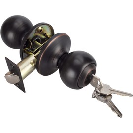 NEWBANG Entry Lock for Exterior Door, Ball Style Keyed Entry Door Knob Lock with Keys5763-ORB-SET Oil Rubbed Bronze Lockset (1, Entry Knobs)