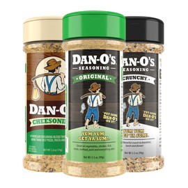 Dan-O's 3 Bottle Seasoning Set, Small Bottles, 3 Pack, Includes Cheesoning, Original and Crunchy Seasonings, Sugar Free, Zero Calorie, Use this Seasoning Kit on Meat, Popcorn or Sauce