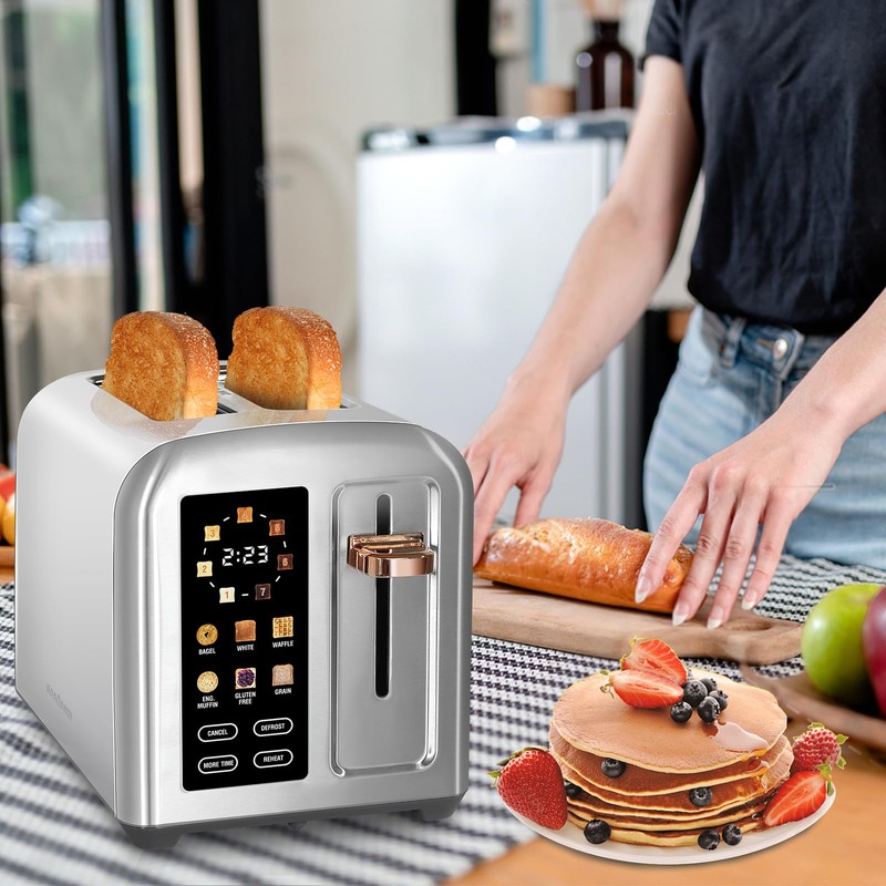 SEEDEEM 2 Slice Stainless Steel Toaster, Touch LCD, 7 Shade,