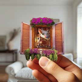 Micesterpiece Mouse Hole Sticker, Removable Baseboard Wall Decal, Coffee Lover, Kitchen Decor, Multicolor, Vinyl, Rustic Style, Animal Theme, Water Resistant, Rectangular, Outdoor Use