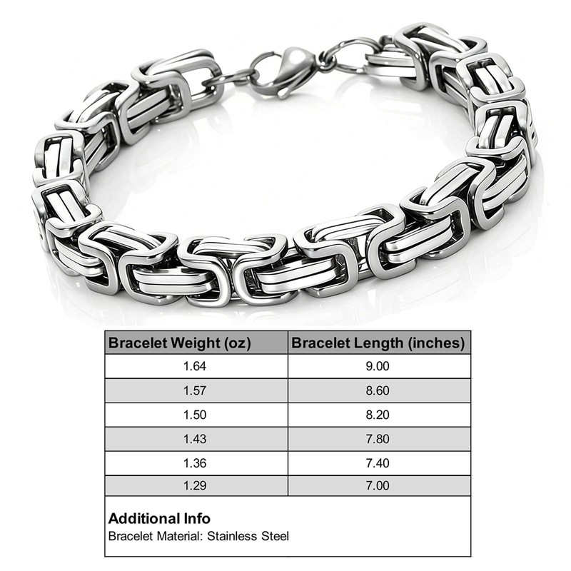 Kim Carrey Stainless Steel Bicycle Chain Bracelet for Men, 8mm